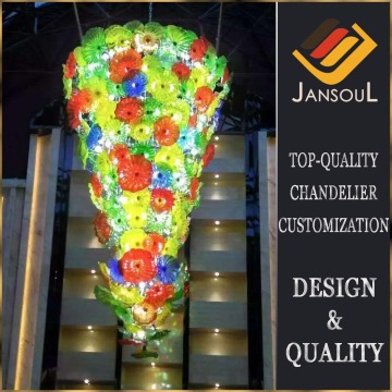 Lampadario di vetro colorato bohémien in stile Chihuly