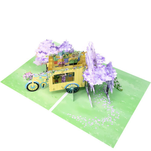 Tarjeta emergente del día de San Valentín con flores de primavera 3D