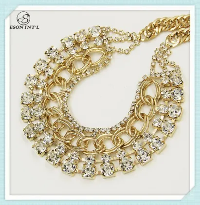 2015 Hotsale Gold and Silver Rhinestone Glow Necklace for Women