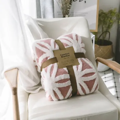 Cozy Double Sided Flannel Sherpa Fleece Quilt Blanket for Couch Sofa