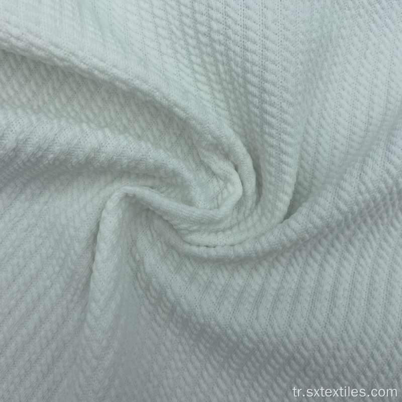 Yumuşak dokunuş beyaz jakar örgü giysiler kumaş