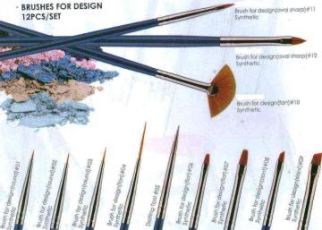 Eeesa Kolinky Synthetic Hair Nylon Nail Art Metal Handle Gel Art Nail Brush Beauty Painting Set
