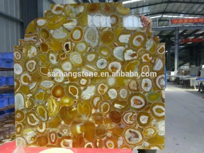 Yellow Agate Backlit Semiprecious Stone