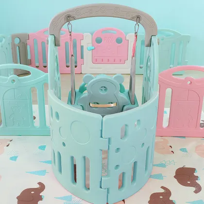 Updated Luxury Safety Plastic Playground: Indoor Playyards, Fences, Kids Baby Playpens with Swing and Slide