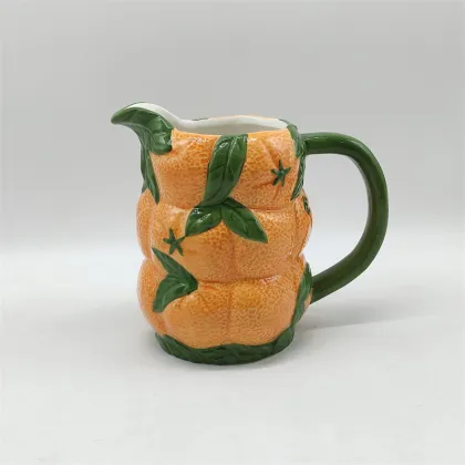 Vivid Orange Pattern Ceramic Milk Jug