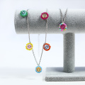 Multicolor Girl Smiley Face pendente Metal Chain