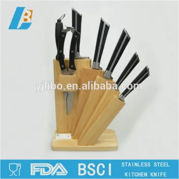 kitchen knife set with wooden block