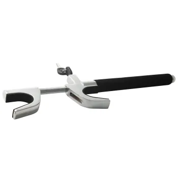 Universal D-Auto Car Steering Wheel Lock with Adjustable Length, Double Hooks, Up to 12.5 Inch Maximum, Emergency Hammer for Window