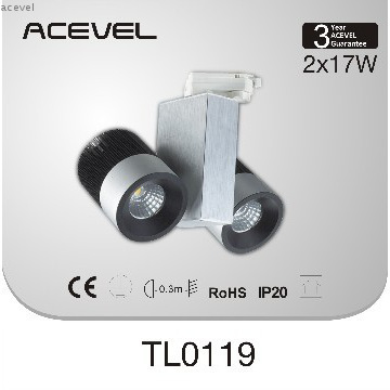 2*17w LED COB track light two heads