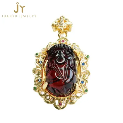 Chinese Luxury Amber Pendants: Zircon, Pixiu Design, and High-Quality Gemstones