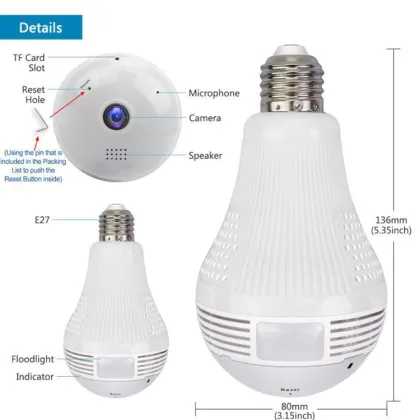 Panoramic CCTV IP Camera Light Bulb Camera