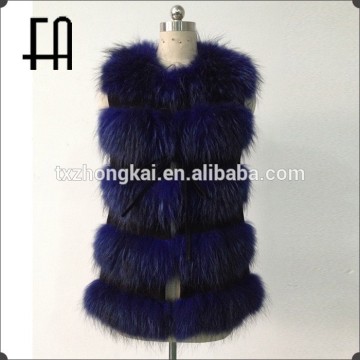 Factory direct wholesale price 2015 new style real raccoon leather and fur vest