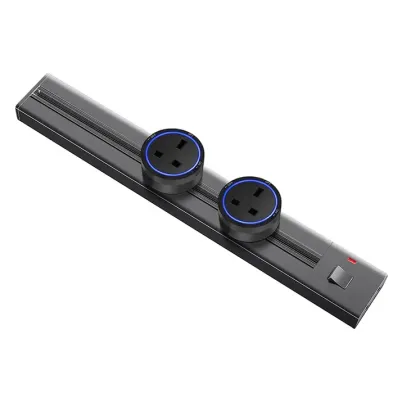 LED Illuminated Movable Power Track Kitchen Socket with 3 Gang 60CM Surface Track Power Socket
