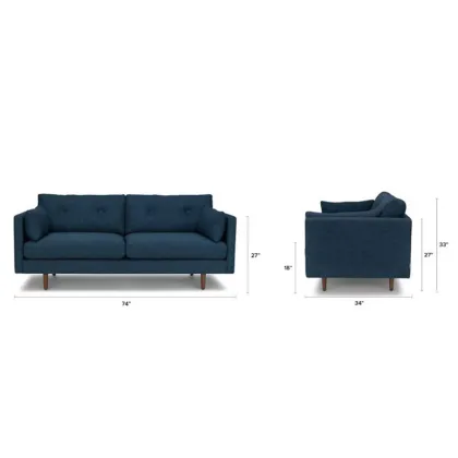 Anton Twilight Blue Fabric Sofa