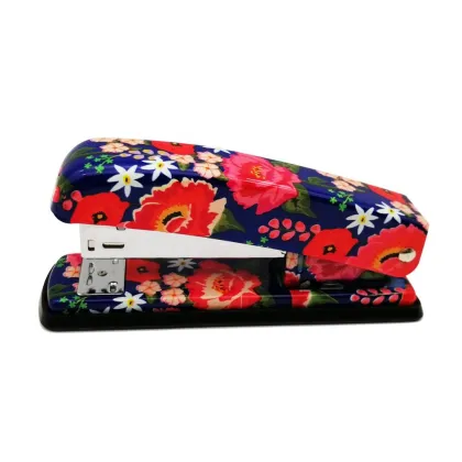 Floral Printed Metal Stapler - New Office Stationery with Manual Printing