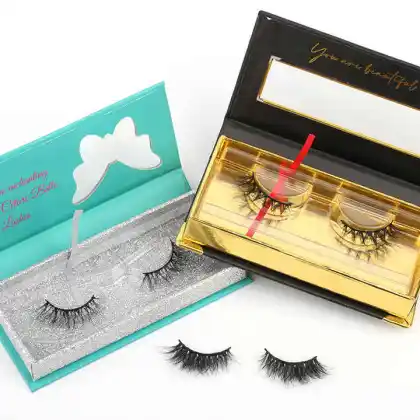 Natural Long False Eyelashes - Half Strip Lashes Fluffy Mink Lashes