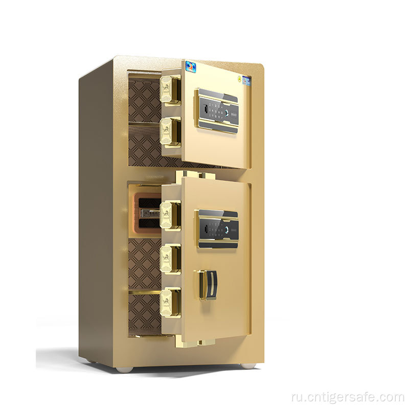 Tiger Safes 2-дверные золотые 80 см высотой замок отпечатков пальцев