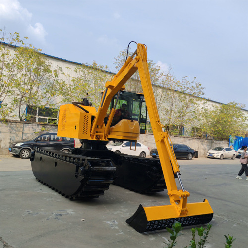 Excavadora de orugas anfibia acuática