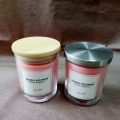 Relax Glass Pink Soy Candles Naturel houten deksel