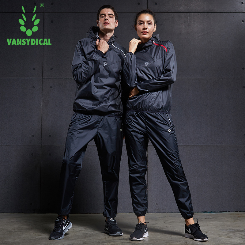 Vansydical 2020 Weight Losing Running Set Sports Suit Running Sweat Pants Fitness Gym Running Jackets Sportswear Sauna Suits