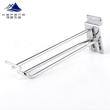 Wholesale Metal Chromed Plated Slatwall Hooks Double Scanning สำหรับการแสดงผล