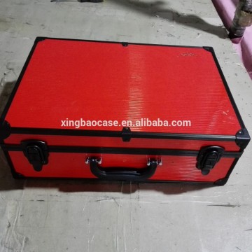 red aluminum barber tool case at black frame inner tray and tool board XB-TLMK06