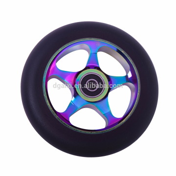 High End Metal Core Pro Scooter Wheel,High End Rainbow PU scooter alloy wheel,metal core balance scooter 2 wheel