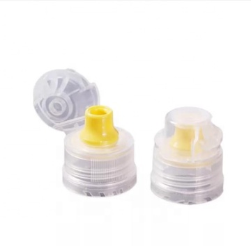 Anti-Theft Plastic Bottle Cap with Yellow, Blue, and Red Design (Model 28/410 PP)