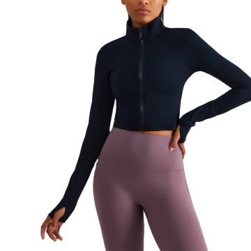 Autumn Winter Outdoor Short Sports Jacket with Non-Slip Zip and High Elasticity for Yoga and Fitness