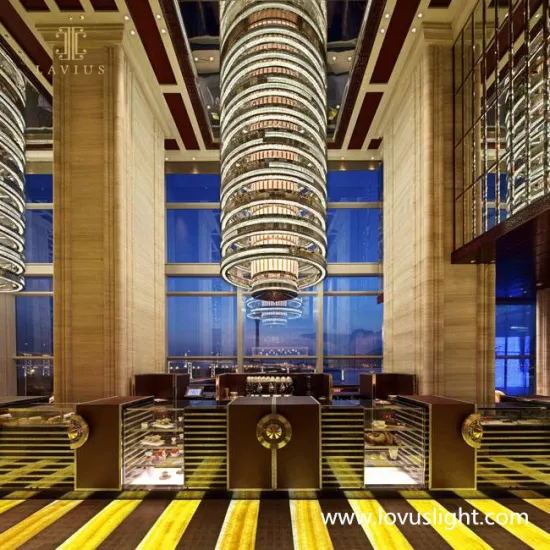 Large cylindrical chandeliers Hotel hall chandeliers High luxury style custom project chandeliers