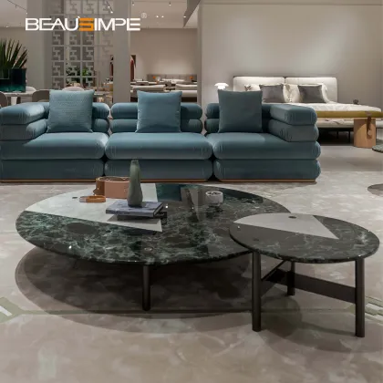 Totu Prada Green White Marble Spliced Coffee Table