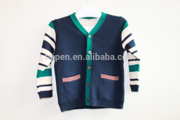 2016 Hot Sale Long Sleeve boys v neck sweater design kids clothes