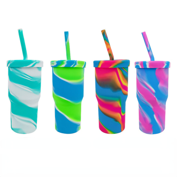 950ml Large Capacity Silicone Straw Tumbler - Best-selling Camouflage Water Cup
