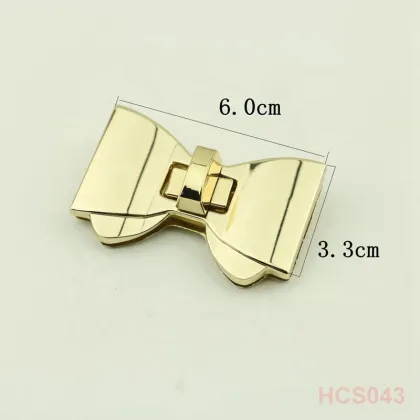 Shiny Gold Tie Bow Shaped Leather Bag Lock Factory Supply