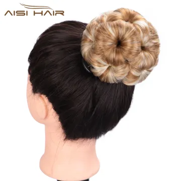 Aisi Hair Synthetic Fiber Plastic Comb Hair Extension Curly Claw On Ponytail 9 Flowers Blonde Chignon Bun Hairpieces For Women
