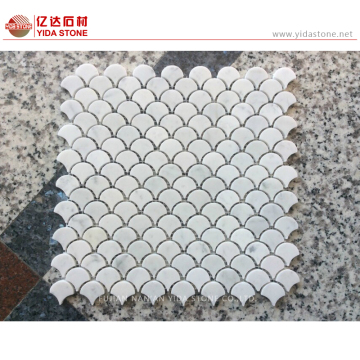 fan shap white marble mosaic