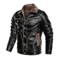 Custom Men's Turn Down Collar Leather Jacket Wholesale