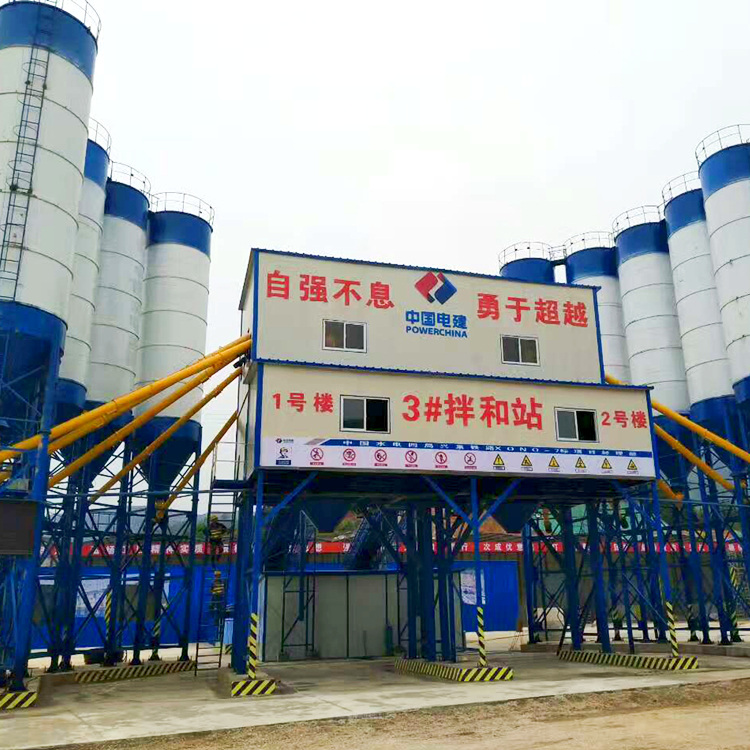 JS fixed HZS180 concrete batching plant view