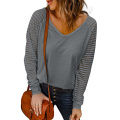 Women's Casual V Neck Tops Long Sleeve