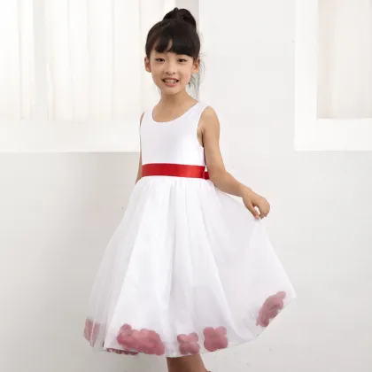 Kids white dress summer girls flower princess party dresses