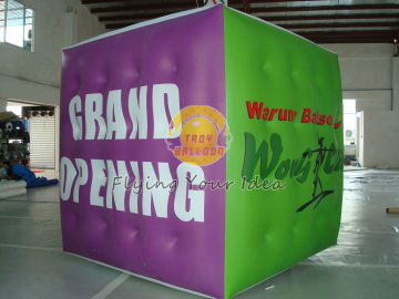 2m Inflatable Advertising Helium Cube Balloon With Four Sides Digital Printing Made Of 0.18mm Pvc