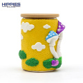 Handmade kukazve polymer clay folly folly follistco canister ine cartoon howa, borosilrate girazi kuputa itstray ne bamboo chifukidzo