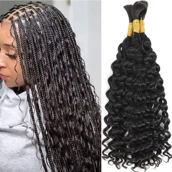 Raw Wet and Wavy Bulk Human Hair for Braiding - No Weft Deep Wave Braiding Bundle