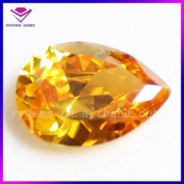 Loose Synthetic CZ Golden Color Pear Shape Cubic Zirconia Gemstone