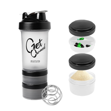 Custom Logo Sports Shaker Cup Blender Protein Shaker Bottle with Compartment for Gym