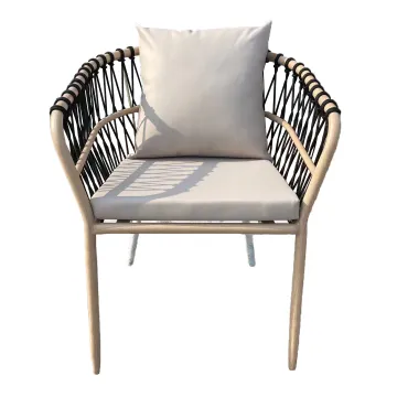 Modern Outdoor Casual Garden Rope Woven Metal Stackable Dining Chair