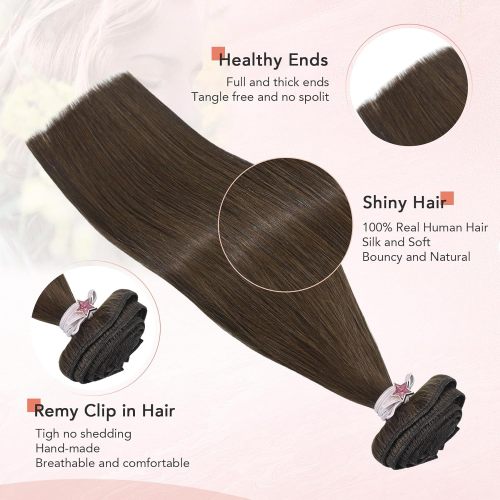 Extensiones de cabello castaño Clip en el cabello