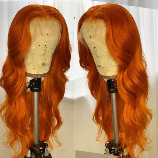 Hot Selling Orange Colored Human Hair Wigs, Hd  Lace Front Wig, Red Pink Purple Wigs Lace Front Human Hair For Black  Women