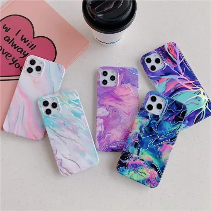 Luxury Electroplate Gradient Soft IMD Coque Phone Case for iPhone 15 Pro Max 13 12 11 Pro Max 14 Pro Max