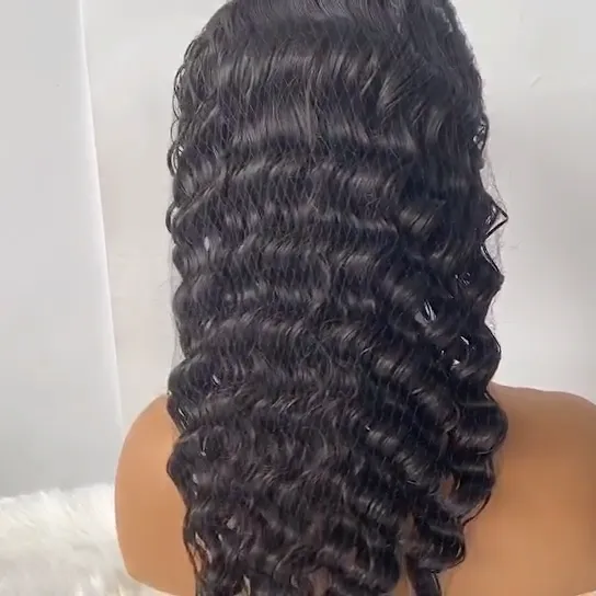 Hot Sale Deep Wave Wholesale Price 26 Inches 180% Density Brazilian Human Hair Lace Front Wig